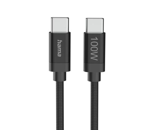 Hama Fabric Charging Cable, USB-C - USB-C, Nylon, 3 m, must - Kaabel