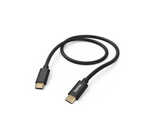 Hama Fabric Charging Cable, USB-C - USB-C, 1,5 m, nylon, must - Kaabel