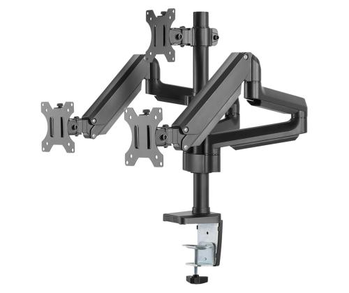 Deltaco Triple Gas Spring, 17''-27'', 7 kg, 3 monitori, must - Monitori lauakinnitus