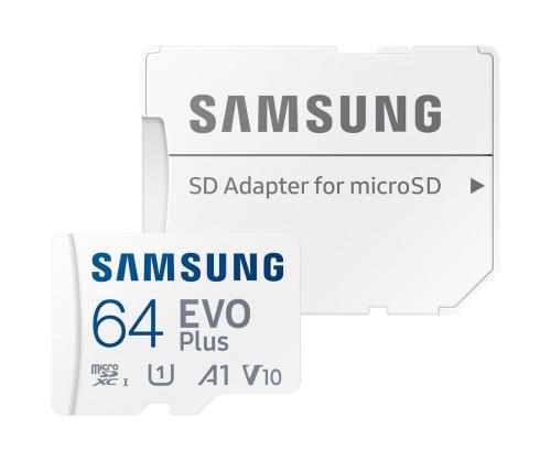 Samsung EVO Plus, microSDXC, 64 GB, valge - Mälukaart ja adapter
