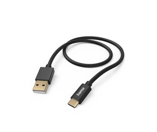 Hama Fabric Charging Cable, USB-A - USB-C, 1,5 m, nylon, must - Kaabel