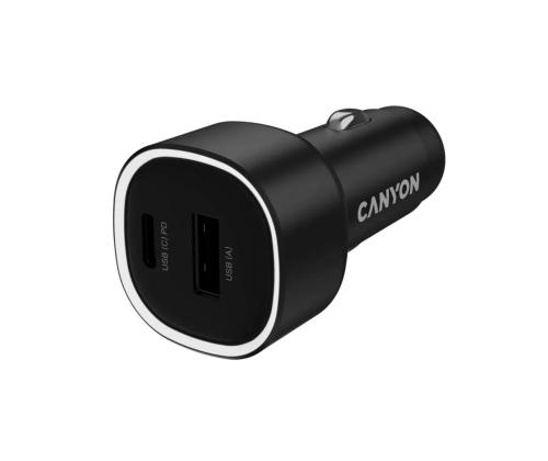 Canyon OnDrive 85, USB-A, USB-C, 83 W, must - Autolaadija