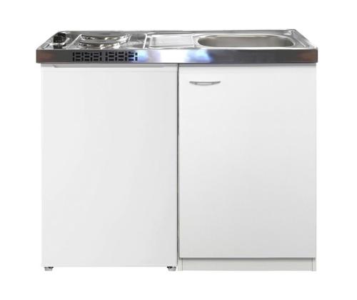 MKZ100, külmik + aluskapp + valamu + pliidiplaat, valge/hall - Miniköök