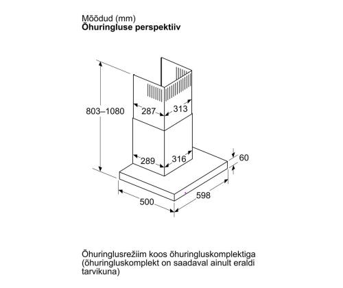 Bosch, Seeria 2, 399 m³/h, laius 59.8 cm, mattmust - Õhupuhasti