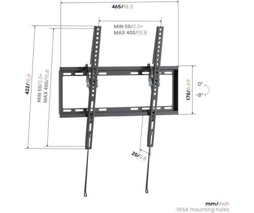 Vogel's UP 4013 Tilting M, 32-65", must - Teleri seinakinnitus