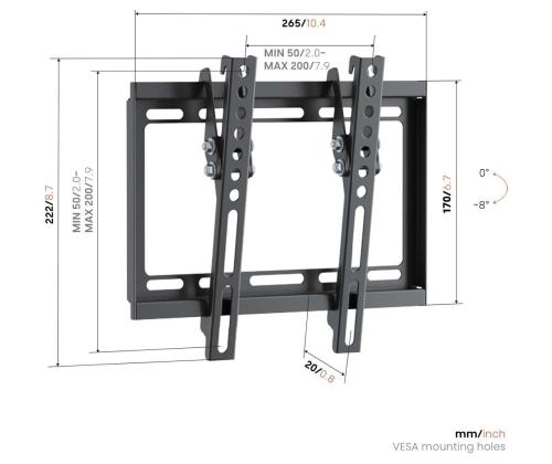 Vogel's UP 2013 Tilting S, 19-43", must - Teleri seinakinnitus
