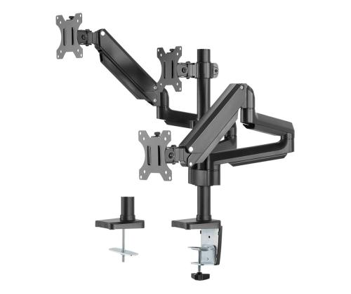 Deltaco Triple Gas Spring, 17''-27'', 7 kg, 3 monitori, must - Monitori lauakinnitus