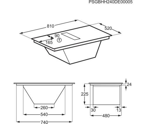 Electrolux 900 XT SensePro, laius 80 cm, must - Integreeritav pliidiplaat õhupuhastiga