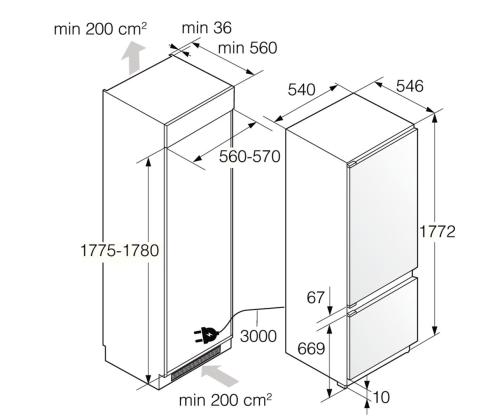 Asko, NoFrost, 242 L, kõrgus 178 cm - Integreeritav külmik