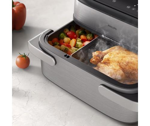 Philips 5000 Series, 9,5 L, 2750 W, aurufunktsioon, hõbedane/must - Kuumaõhufritüür