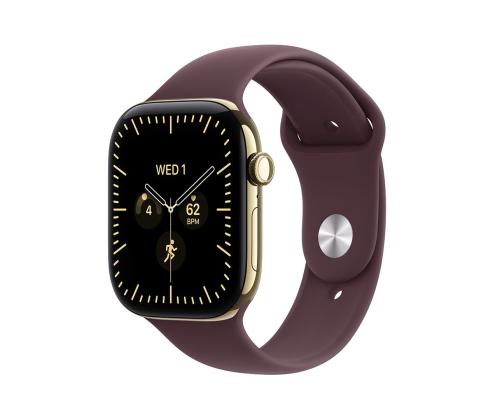 Apple Watch 12, 42 mm, GPS+5G, titaan, sport band, S/M, kuldne titaan / tumepunane - Nutikell