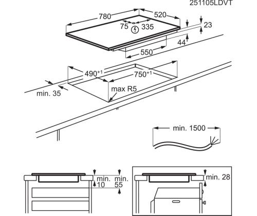 Electrolux 700 seeria SenseBoil Hob2Hood, laius 80 cm, must - Integreeritav induktsioonpliidiplaat