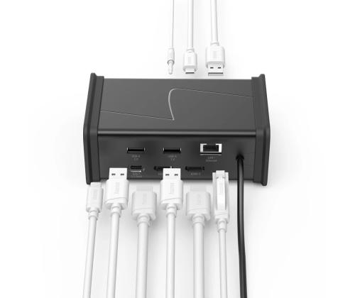 Hama Connect2Office, USB-C, 9 ports, 100 W, hall - Sülearvuti dokk