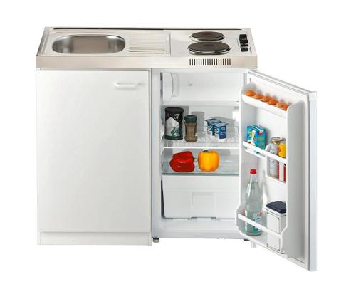 MKZ100, külmik + aluskapp + valamu + pliidiplaat, valge/hall - Miniköök