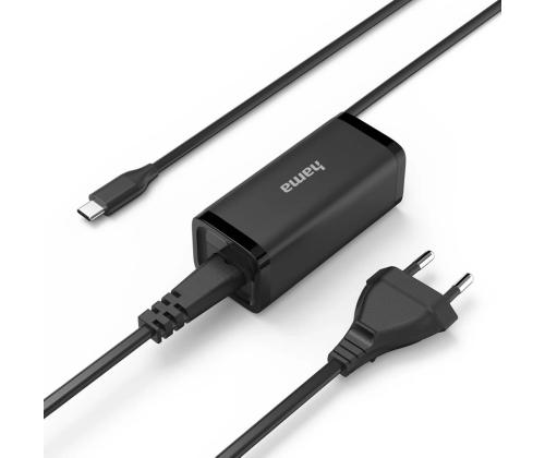 Hama, USB-C, 5-20 V, 65 W, must - Sülearvuti vooluadapter