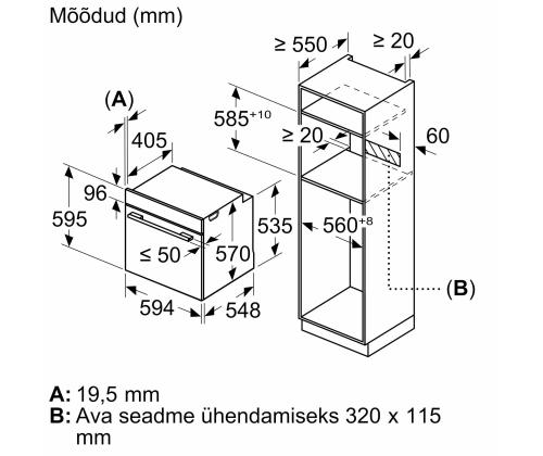 Bosch, Seeria 6, pürolüütiline puhastus, 71 L, must - Integreeritav ahi