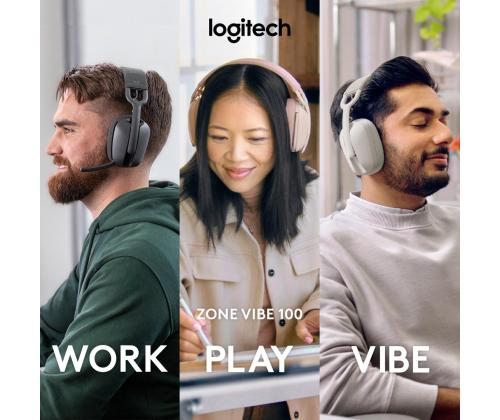 Logitech Zone Vibe 100, must - Juhtmevaba peakomplekt