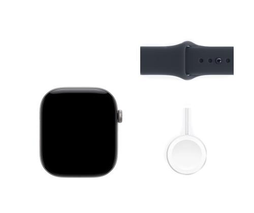 Apple Watch 12, 42 mm, GPS, alumiinium, sport band, S/M, tumehall / tumesinine - Nutikell
