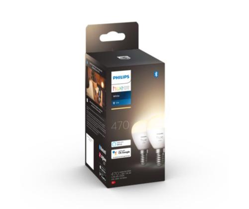 Philips Hue White Lustre, Läikiv, P45, E14, 2 tk, valge - Nutivalgusti