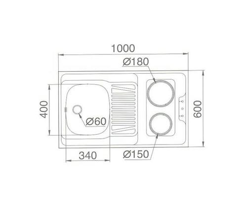MKZ100, külmik + aluskapp + valamu + pliidiplaat, valge/hall - Miniköök