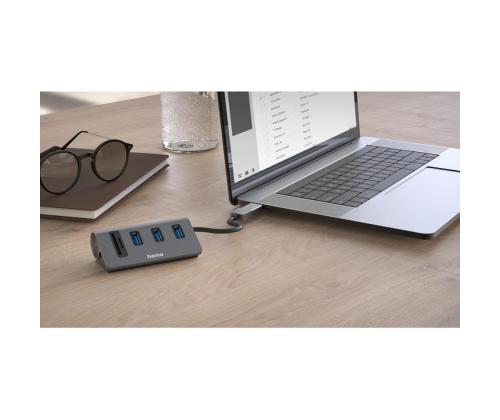 Hama USB Hub, 3x USB-A 3.2 Gen 1, SD, microSD, USB-C Adapter, must/hall - USB jagaja