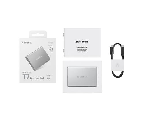 Samsung Portable SSD T7 Resurrected, 2 TB, USB 3.2 Gen 2, hõbe - Väline SSD