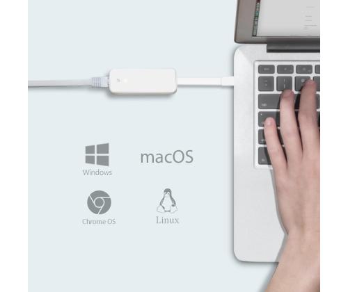 TP-Link UE300C, USB-C -> RJ45 Gigabit Ethernet, valge - Võrguadapter