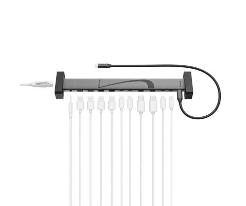 Hama Connect2Office, USB-C, 12 ports, 100 W, hall - Sülearvuti dokk