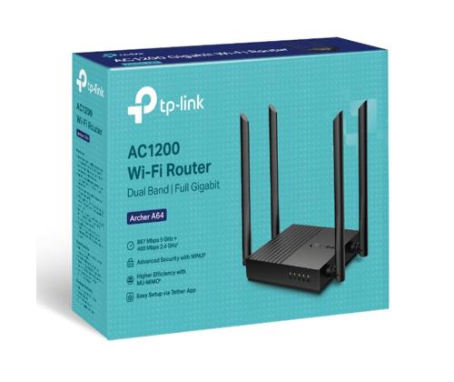 TP-link Archer A64, AC1200, kaheribaline, must - Wi-Fi ruuter