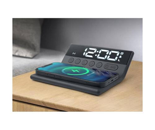 Muse M-168 WI, must - Juhtmevaba laadija äratuskellaga