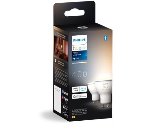 Philips Hue White Ambiance, GU10, 2 tk, valge - Nutivalgusti