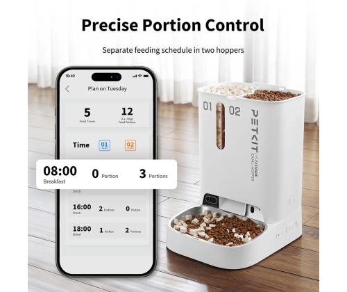 Petkit YumShare Dual-hopper, valge - Automaatne lemmikloomasöötja kaameraga
