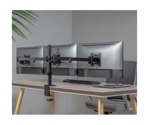 Deltaco Triple Desk Mount, 13-27'', must - Monitori statiiv
