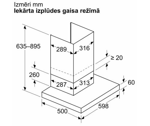 Bosch, Seeria 2, 399 m³/h, laius 59.8 cm, mattmust - Õhupuhasti