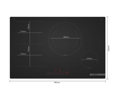 Bosch, Seeria 6, raamita, laius 80.2 cm, must - Integreeritav induktsioonpliidiplaat