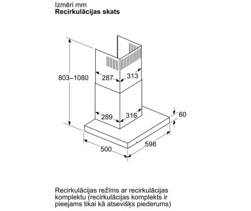 Bosch, Seeria 2, 399 m³/h, laius 59.8 cm, mattmust - Õhupuhasti