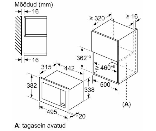 Bosch Seeria 2, 20 L, 800 W, must - Integreeritav mikrolaineahi