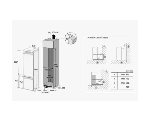 Samsung, 298 L, kõrgus 194 cm - Integreeritav külmik