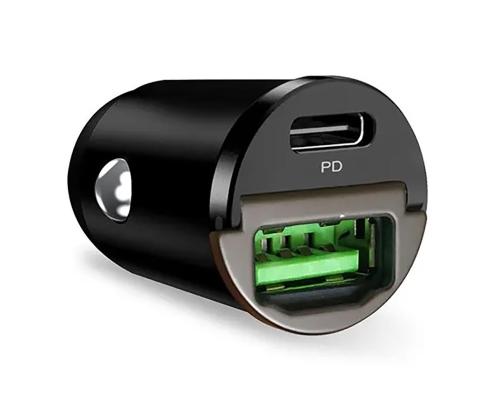 Puro Mini, USB-A, USB-C, 30 W, must - Autolaadija