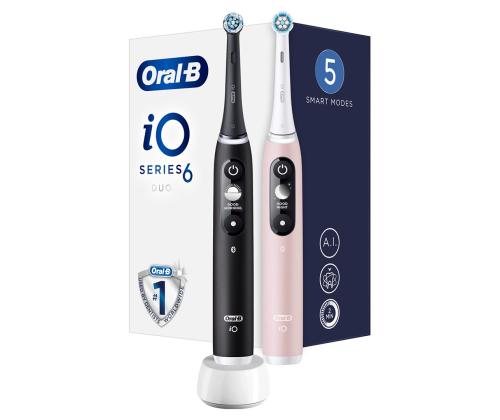 Braun Oral-B iO6, 2 tk, must/roosa - Elektriliste hambaharjade komplekt