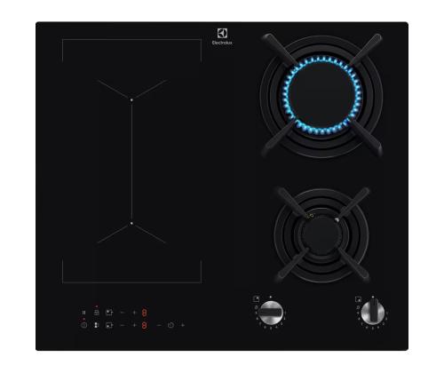 Electrolux, laius 60 cm, must - Integreeritav induktsioon-gaasipliidiplaat