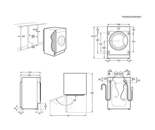 AEG 8000 Series PowerCare, 8 kg, sügavus 55.3 cm, 1400 p/min - Integreeritav pesumasin