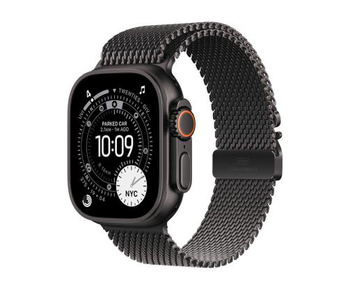 Apple Watch Ultra 3, 49 mm, Titanium Milanese Loop, Medium, must titaan / must - Nutikell