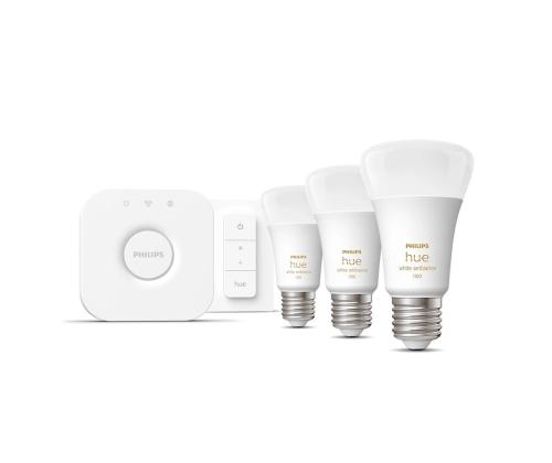 Philips Hue White Ambiance E27, 3 tk, hämarduslüliti - Nutivalgusti stardikomplekt