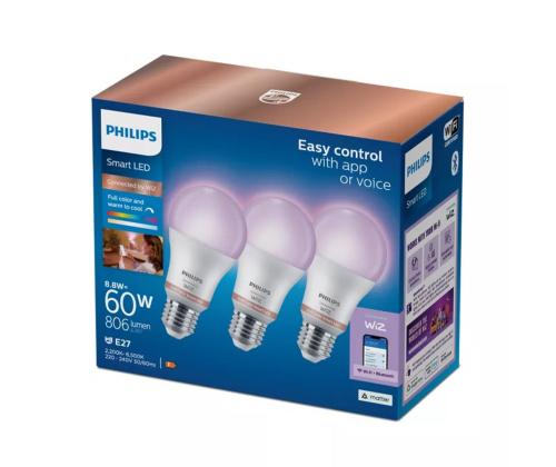 Philips Wiz Full Color Smart LED Bulb, E27, 3 tk, valge - LED valgusti