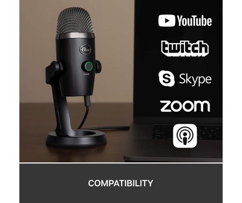 Blue Yeti Nano, 3,5 mm, USB, must - Mikrofon