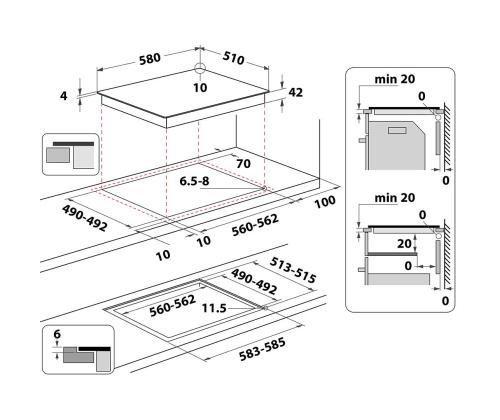 Whirlpool, laius 58 cm, raamita, must - Integreeritav keraamiline pliidiplaat