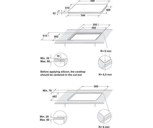 Whirlpool, toplettsoon, laius 59 cm, valge - Integreeritav gaasipliidiplaat