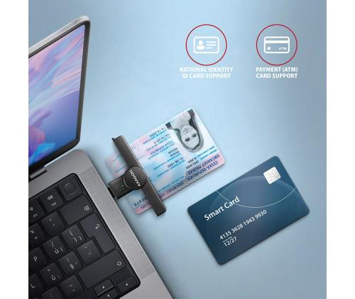 AXAGON CRE-SMPC, USB-C, must - ID-kaardilugeja