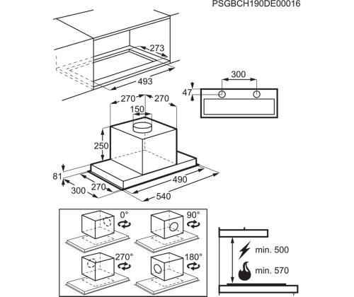 AEG 6000 Hob2Hood, 700 m³/h, laius 54 cm, roostevaba teras - Integreeritav õhupuhasti